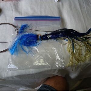 Blue & Gold Squid-Style Fishing Lure